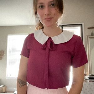 Bongo vintage 60s inspired tie bib blouse